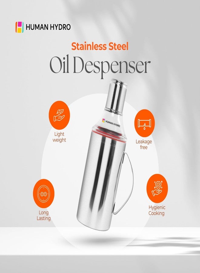Human Hydro Stainless Steel Oil Dispenser 1L (Pack of 2) | Food-Grade SS, Drip-Free Spout, Leak-Proof Seal & Dust Cap | Controlled Pour Bottle for Oil, Vinegar & Dressing | Rust-Resistant, Easy Clean - Image 4